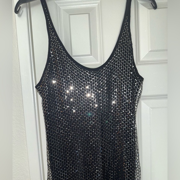 NWT Rag & Bone Marcie Black Silk Sequin Mesh Overlay Long Maxi Dress Small $550 - Picture 3 of 5